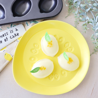 レモン型で☆2トーンレモンゼリー&レアチーズケーキ