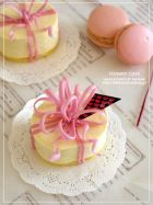 【バレンタイン】ピンクのリボンケーキ