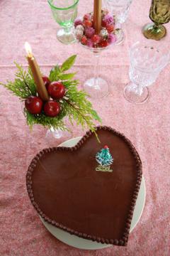 チョコレートハートのクリスマスケーキ
