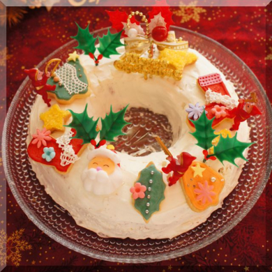 *クリスマスケーキ☆簡単リースケーキ♪