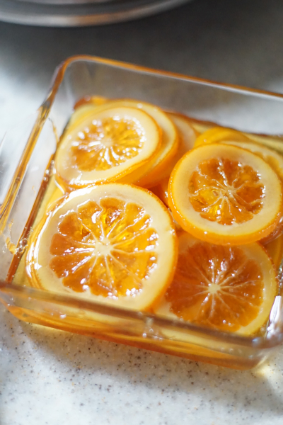 お鍋で作るキャラメルオレンジのアップサイドダウンケーキ