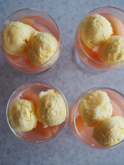 桃のレアチーズクリームパフェ