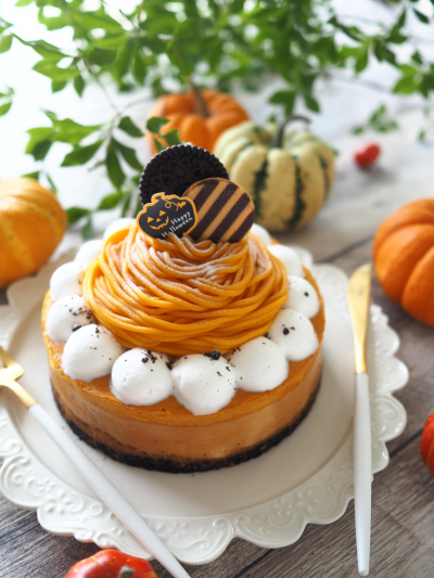 かぼちゃのモンブランチーズケーキ