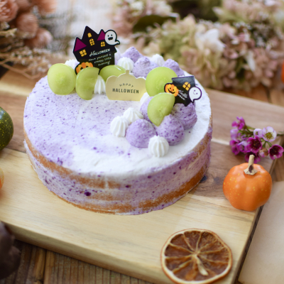 ハロウィンに♪紫芋クリームのネイキッドケーキ