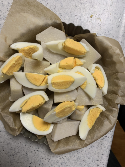 里芋と卵のグラタン風