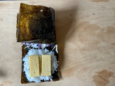 豆腐ハンバーグの折りたたみキンパ