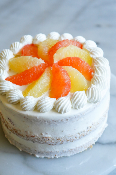 ルビー&ホワイトグレープフルーツとアールグレイのショートケーキ