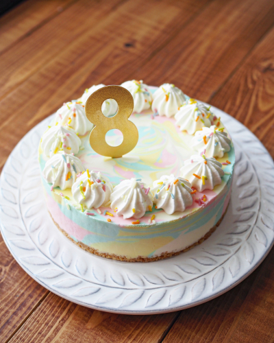 誕生日に☆パステルカラーの手作りレアチーズケーキ
