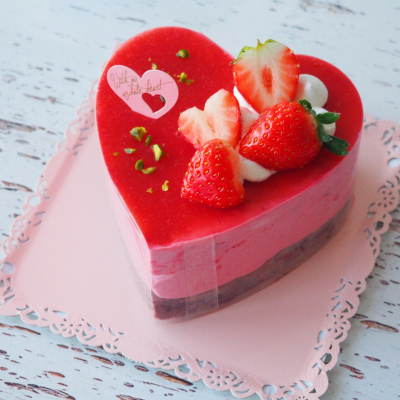 バレンタインに☆ハートのケーキのラッピング