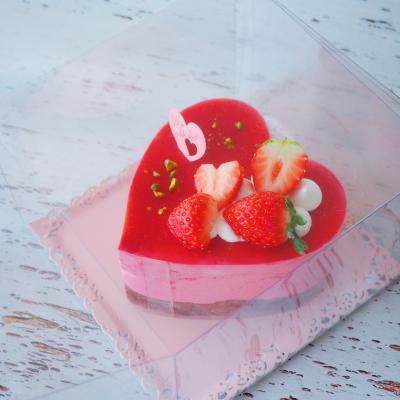 バレンタインに☆ハートのケーキのラッピング