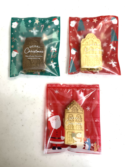 スタンプクッキー（クリスマスの街並み）のラッピング